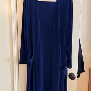 Long Open-Front Cardigan in Deep Navy
